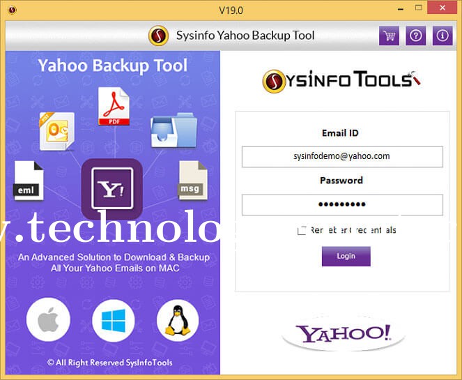 SysInfos Yahoo Backup Screenshots